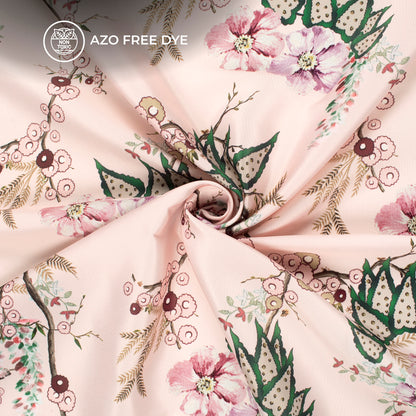 Dusty Rose Pink Floral Digital Print Crepe Silk Fabric