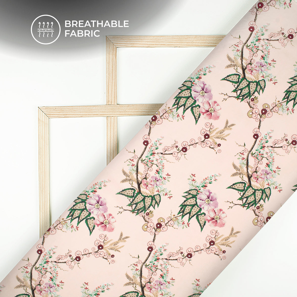 Dusty Rose Pink Floral Digital Print Crepe Silk Fabric