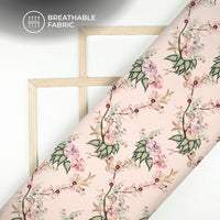 Dusty Rose Pink Floral Digital Print Crepe Silk Fabric