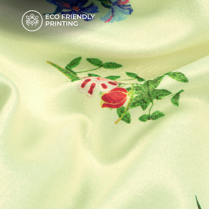 Multi Color Floral Digital Print Lush Satin Fabric