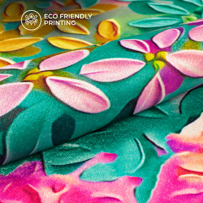 Multi Color Floral Digital Print Lush Satin Fabric