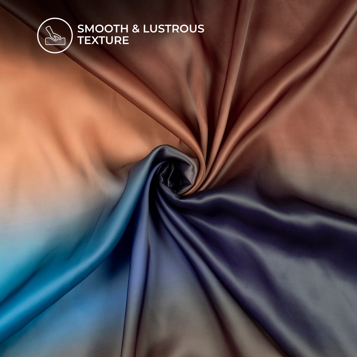 Dark Brown And Blue Ombre Digital Print Organza Satin Fabric