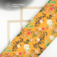 Beautiful Tropical Flower Plants Digital Print Poly Cambric Fabric