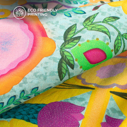 Vintage Floral Digital Print Poplin Fabric (Width 58 Inches)