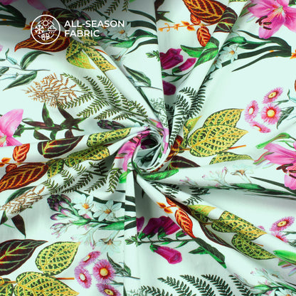 Botanical Lilly Floral Digital Print Poplin Fabric (Width 58 Inches)