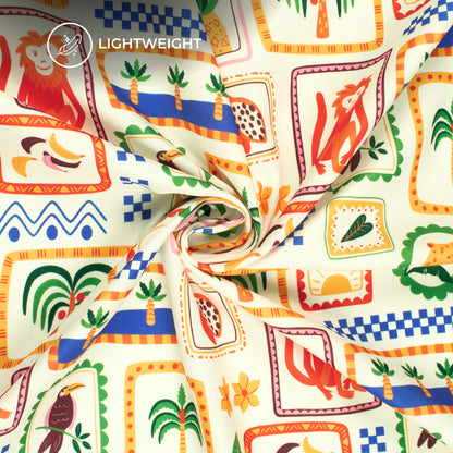 Vintage Jungle Theam Digital Print Rayon Fabric