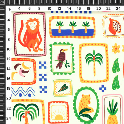 Vintage Jungle Theam Digital Print Rayon Fabric