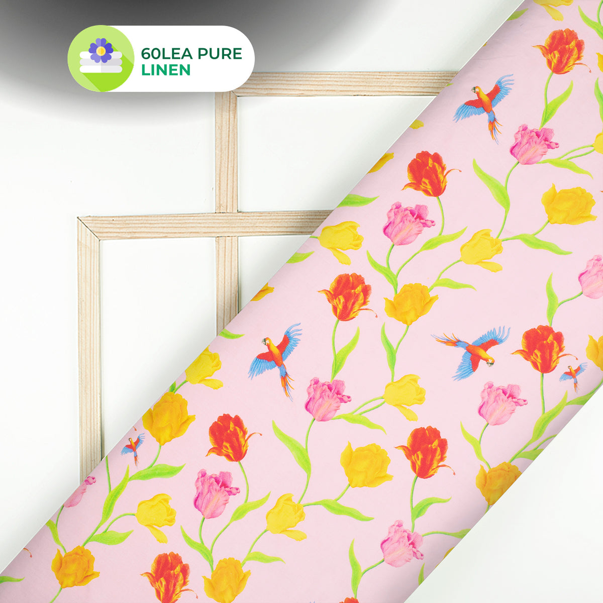 Nature's Bloom : Floral Digital Print Premium Swiss Linen Fabric (Width 58 Inches)