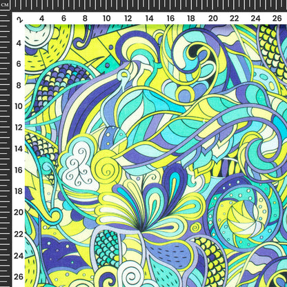 Seamless Vintage Paisley Digital Print Premium Swiss Linen Fabric (Width 58 Inches)