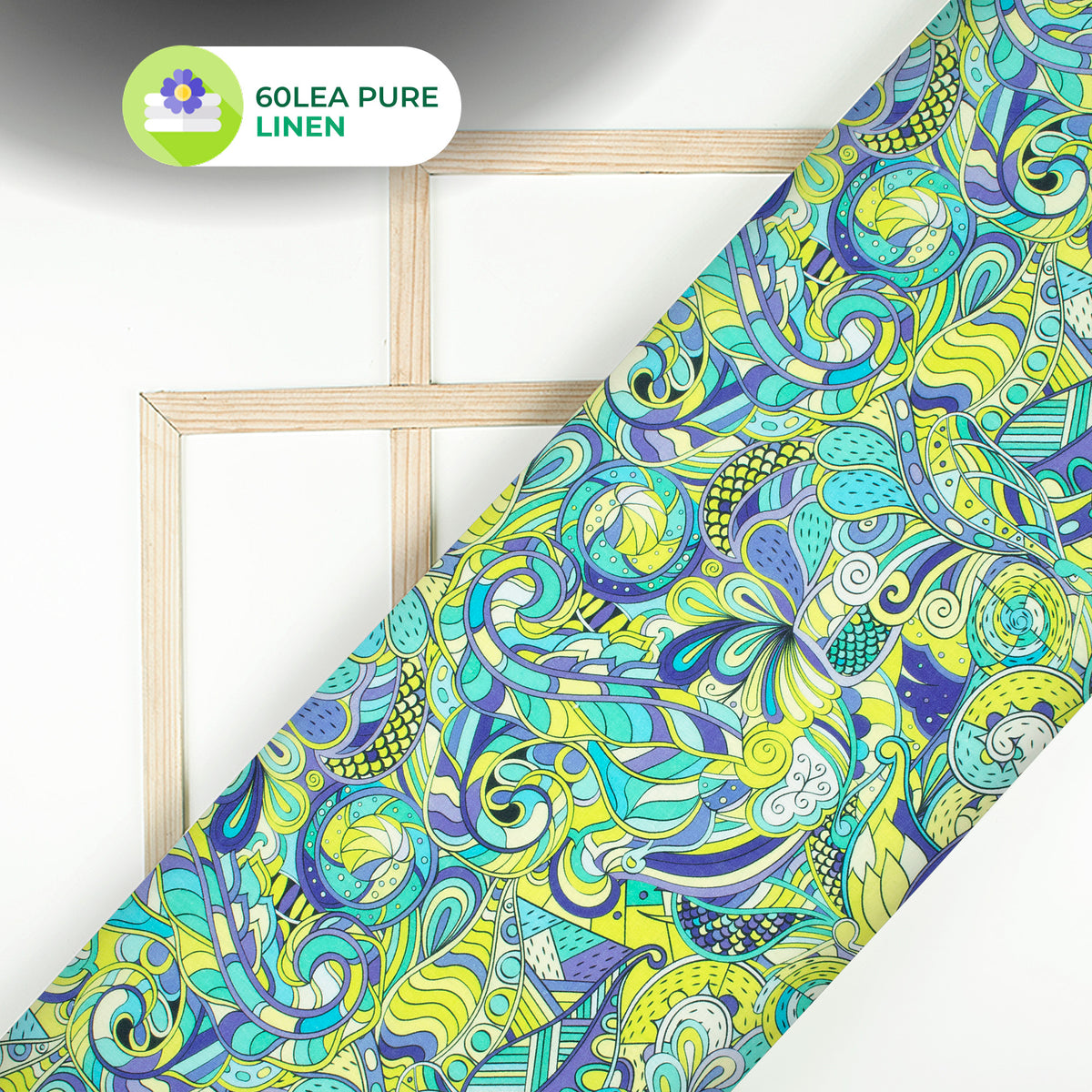 Seamless Vintage Paisley Digital Print Premium Swiss Linen Fabric (Width 58 Inches)