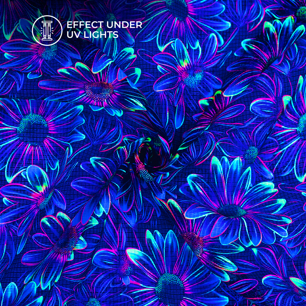NeonPetals - Seamless Digital Print Floral Light-Up Kota Doria Fabric