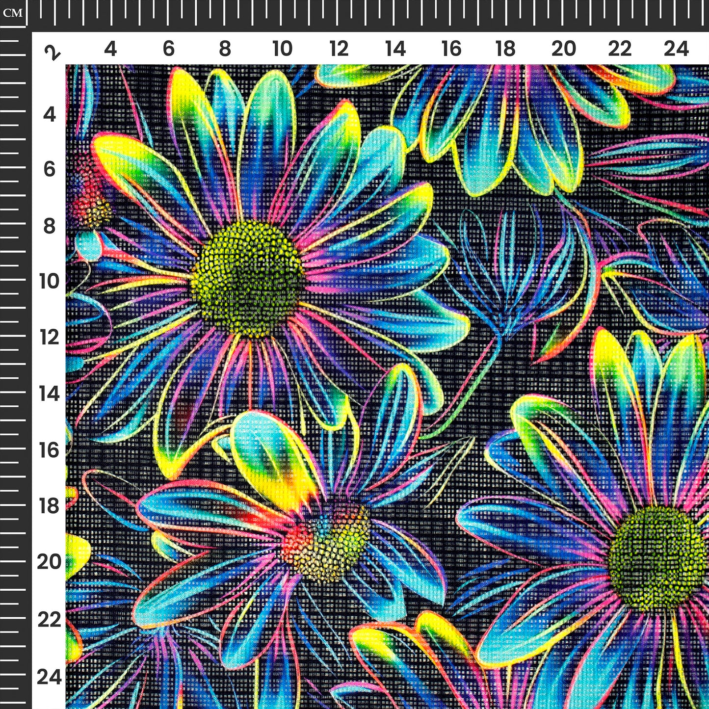 NeonPetals - Seamless Digital Print Floral Light-Up Kota Doria Fabric