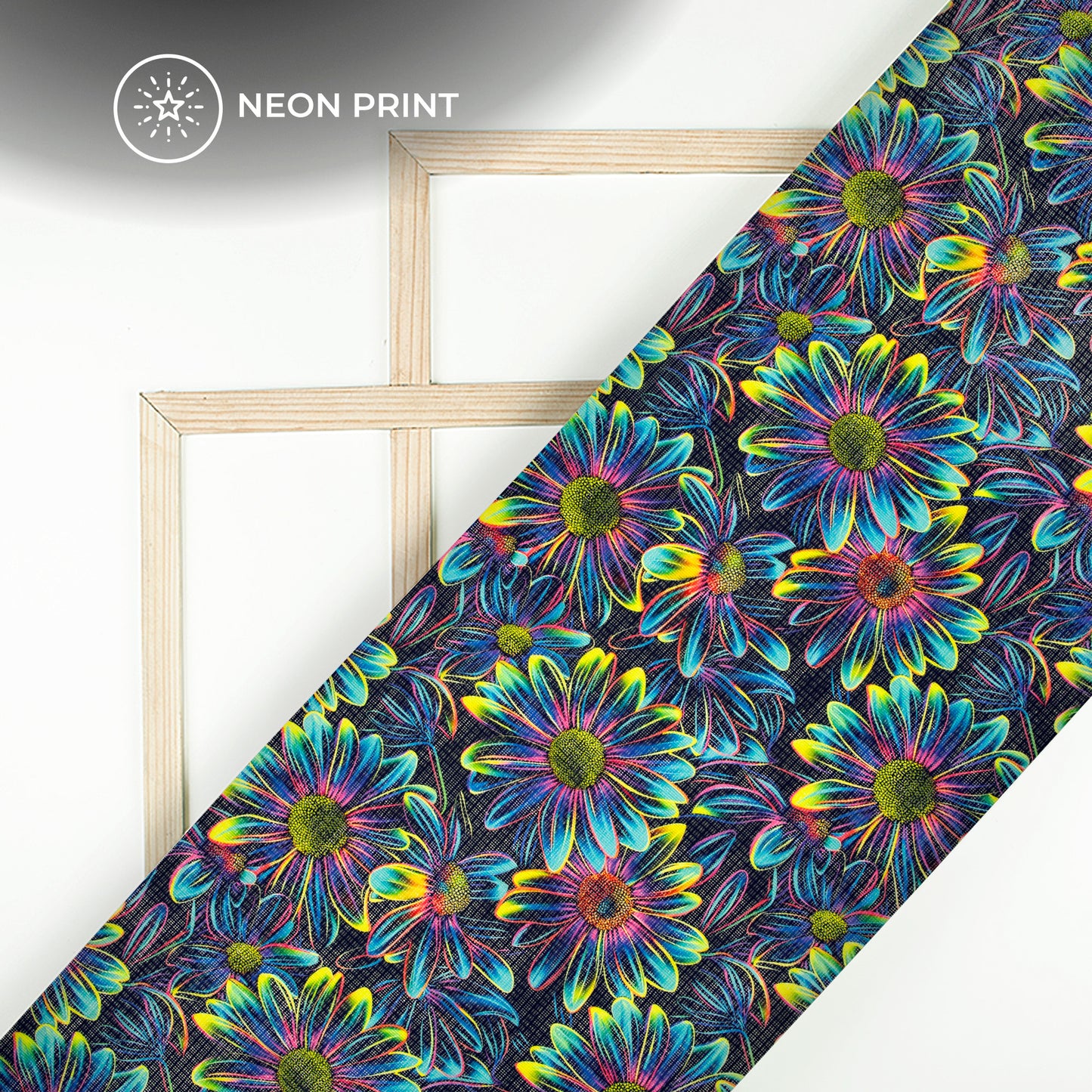 NeonPetals - Seamless Digital Print Floral Light-Up Kota Doria Fabric