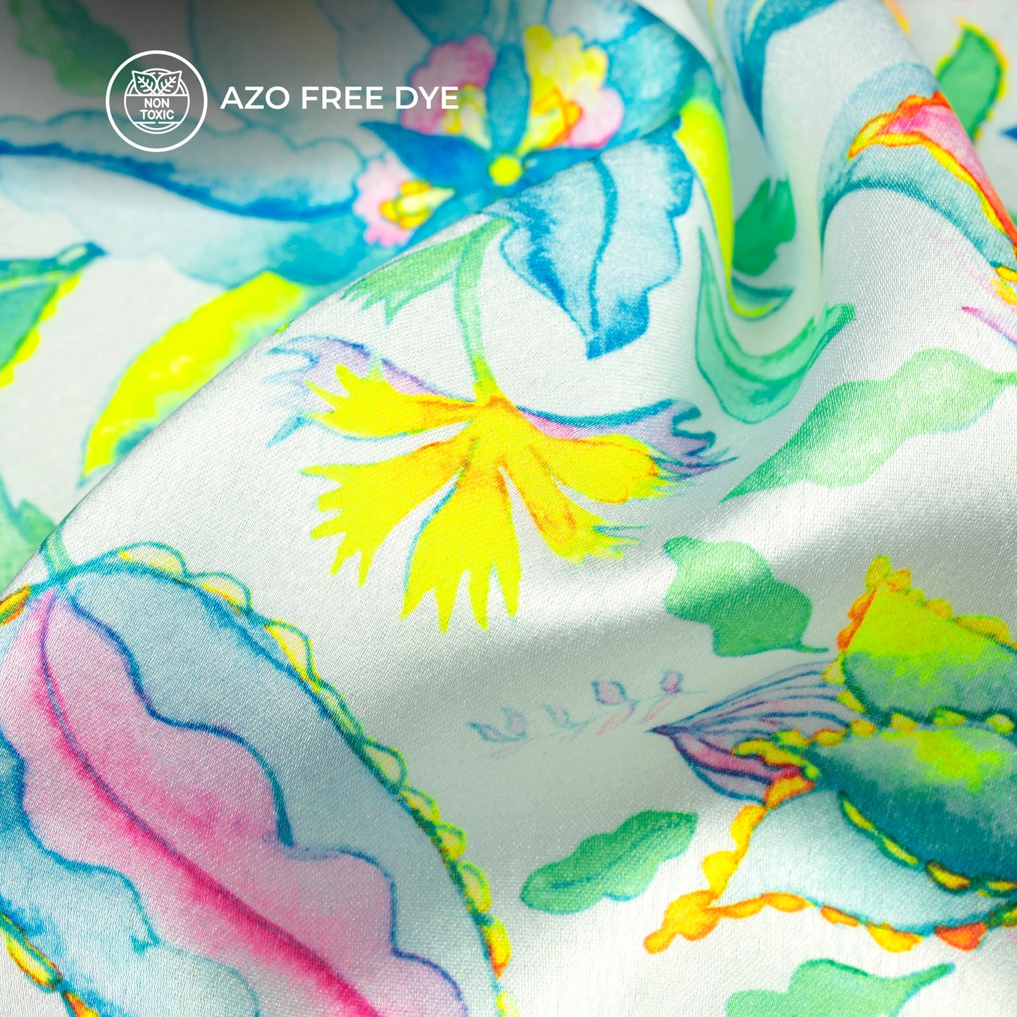 Neomode - High-Fashion Florage Digital Print Japan Satin Fabric , DIY Ready