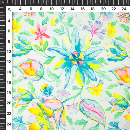 Neomode - High-Fashion Florage Digital Print Japan Satin Fabric , DIY Ready