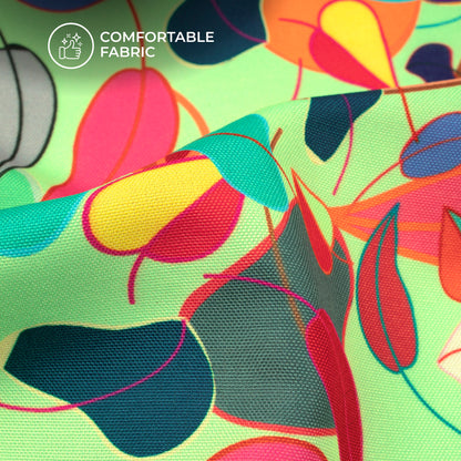 Autumn Colored Floral Digital Print Neon Rayon Fabric