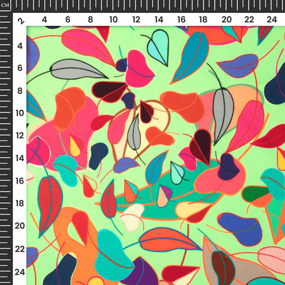Autumn Colored Floral Digital Print Neon Rayon Fabric