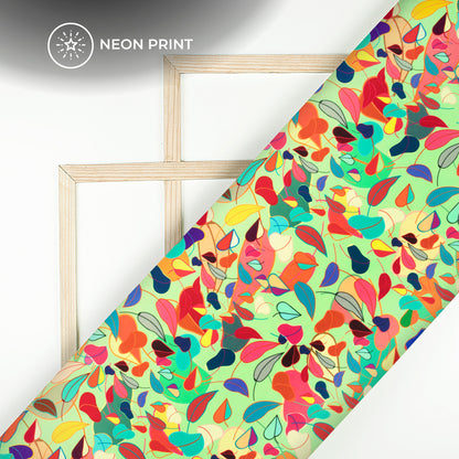 Autumn Colored Floral Digital Print Neon Rayon Fabric