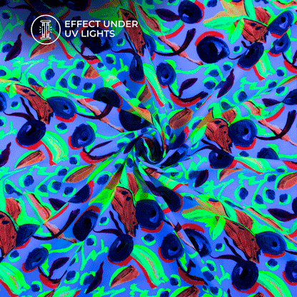 Abstract Seamless Leaf Digital Print Neon Rayon Fabric