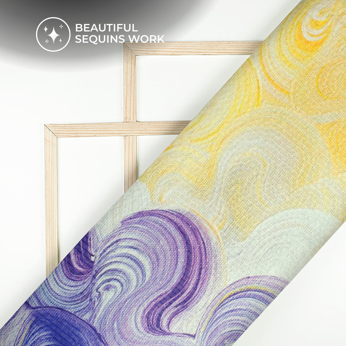 Dreamscape Digital Print Sequins Georgette Fabric For Creative Designers