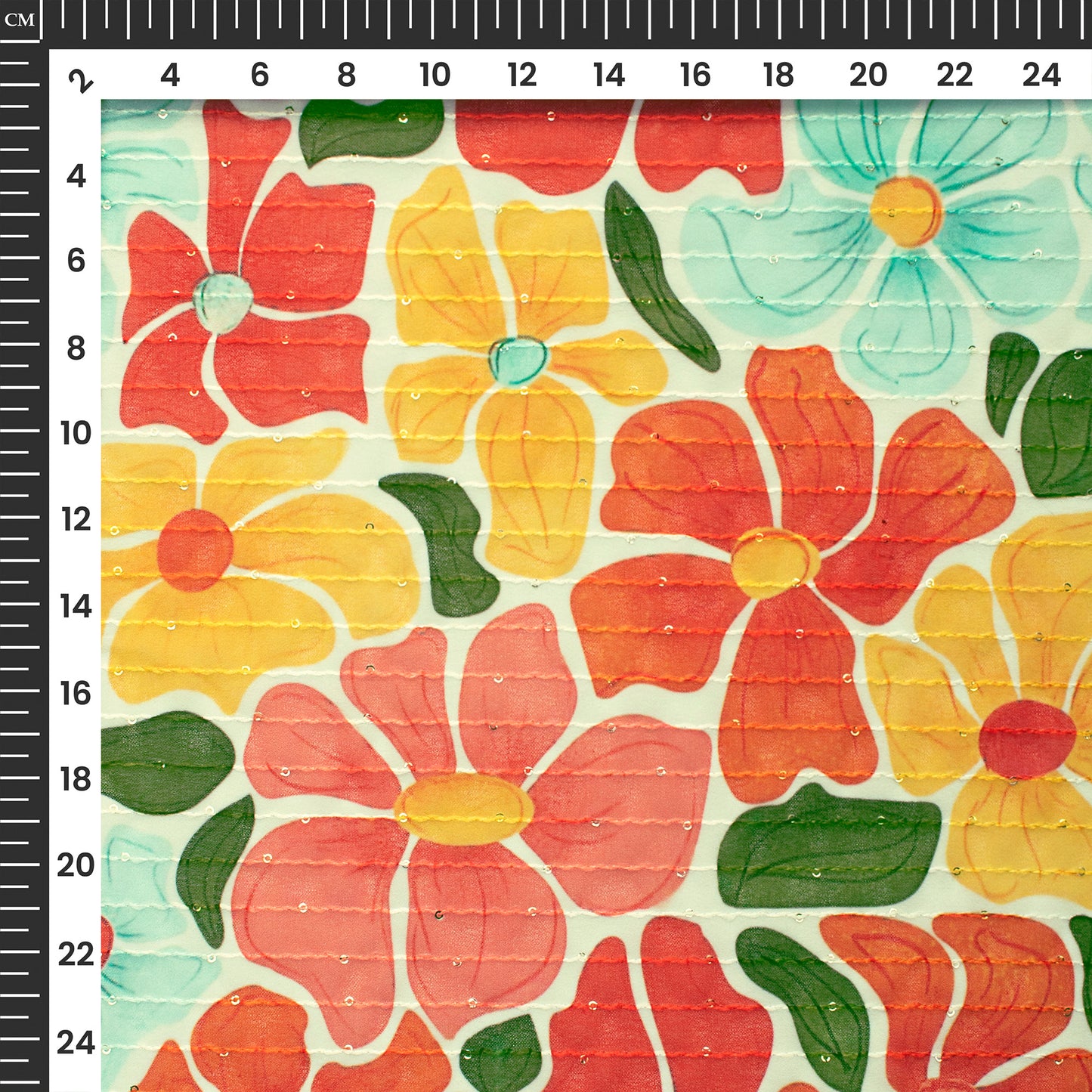 Multiwear Floral Digital Print Sequin Georgette Fabric with Seamless Charm