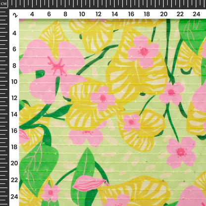 Romantic Floral Digital Print Sequins Georgette Fabric  For Gen-Z Fits