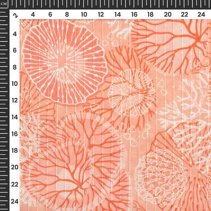 Natural Coral Digital Print Sequins Georgette Fabric For Dreamy Drapes