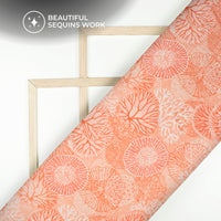 Natural Coral Digital Print Sequins Georgette Fabric For Dreamy Drapes