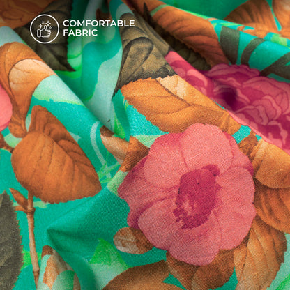 Vintage Floral Digital Print Cotton Cambric Fabric