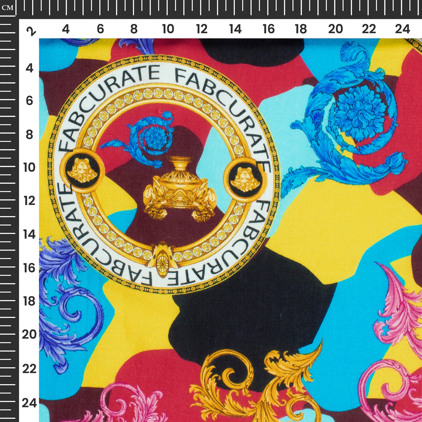 Abstract Emblem Digital Print Cotton Cambric Fabric