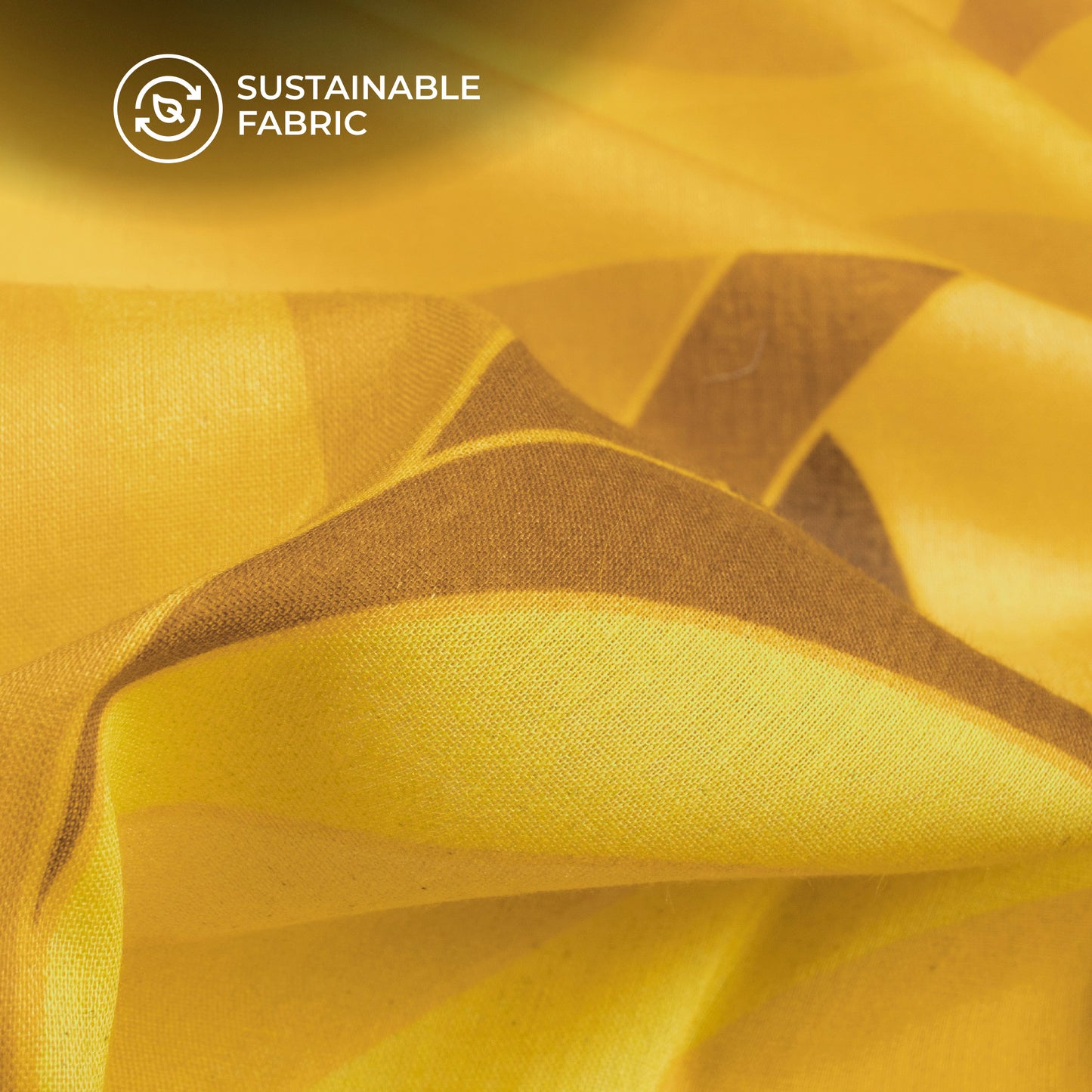 Seamless Yellow Abstract Digital Print Pure Cotton Mulmul Fabric