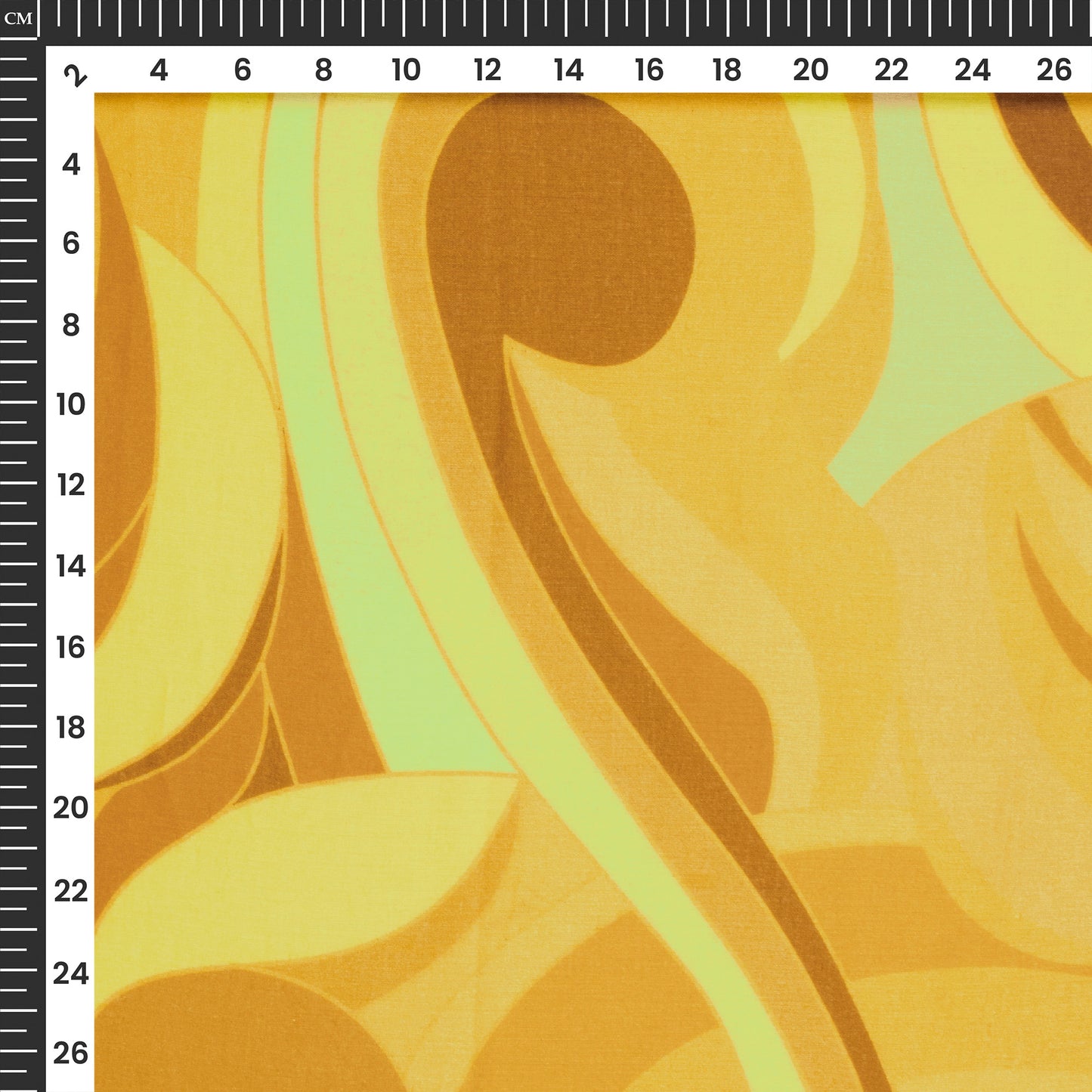 Seamless Yellow Abstract Digital Print Pure Cotton Mulmul Fabric