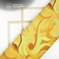 Seamless Yellow Abstract Digital Print Pure Cotton Mulmul Fabric