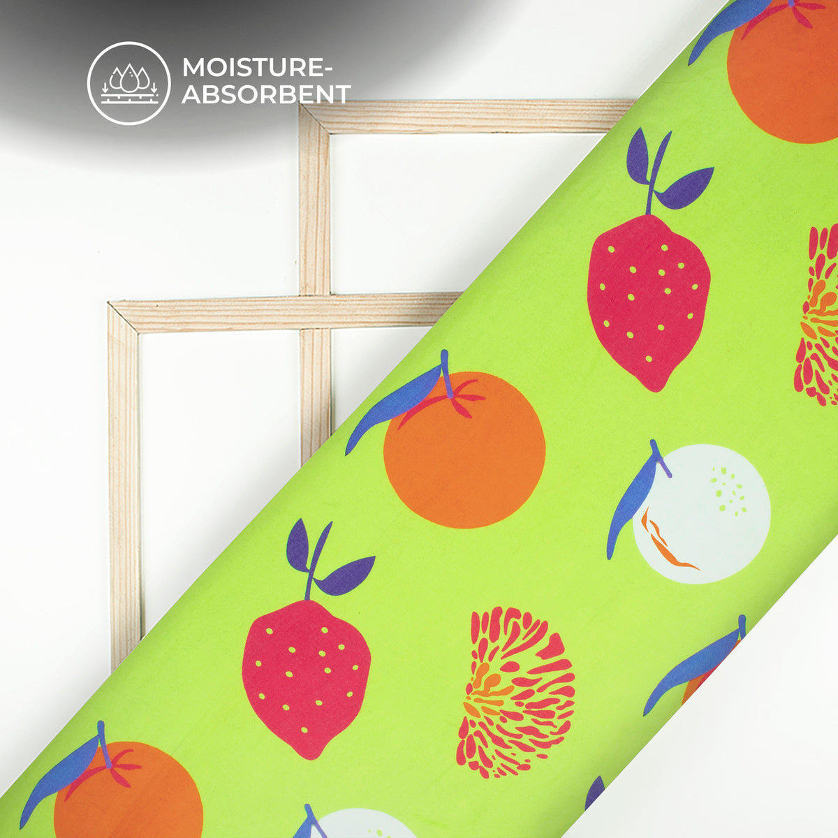 Trendy Abstract Fun Fruits Digital Print Pure Cotton Mulmul Fabric