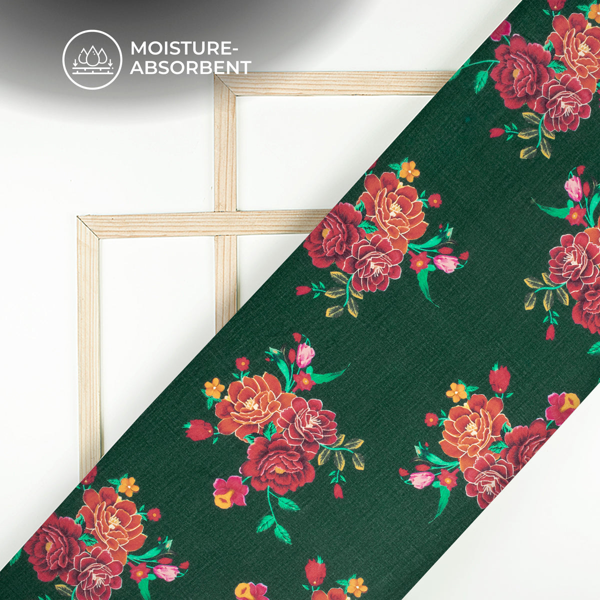 Vintage Profile Rose Digital Print Pure Cotton Mulmul Fabric