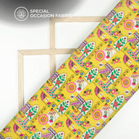 Cheerful and Decorative Traditional Digital Print Viscose Raw Silk Fabric