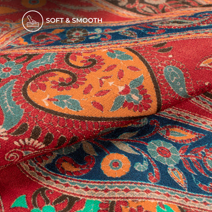 Appealing And Timeless paisley Digital Print Bemberg Raw Silk Fabric