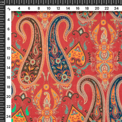 Appealing And Timeless paisley Digital Print Bemberg Raw Silk Fabric