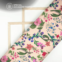 Classic Romantic Floral Digital Print Bemberg Raw Silk Fabric
