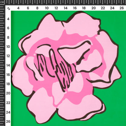 Hot Pink Floral Digital Print Luxurious Imported Satin Fabric