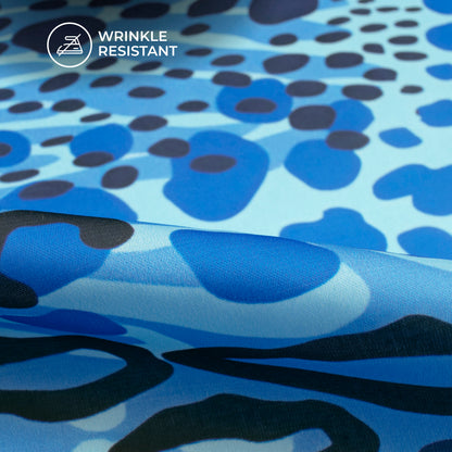 Royal Blue Animal Digital Print Luxurious Imported Satin Fabric