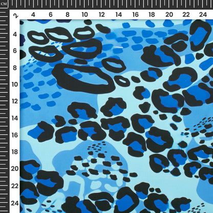 Royal Blue Animal Digital Print Luxurious Imported Satin Fabric