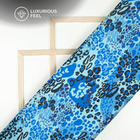 Royal Blue Animal Digital Print Luxurious Imported Satin Fabric