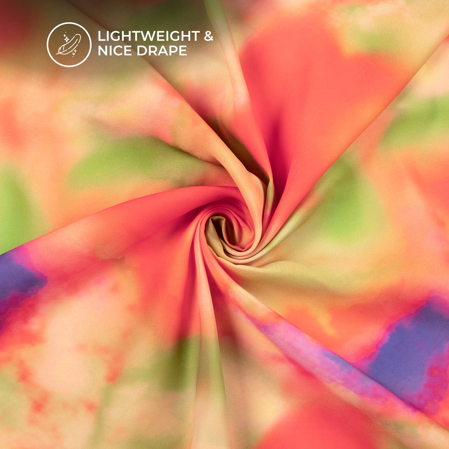 Multi-Color Tie And Dye Digital Print Moss Georgette Fabric(Width 56 Inches)