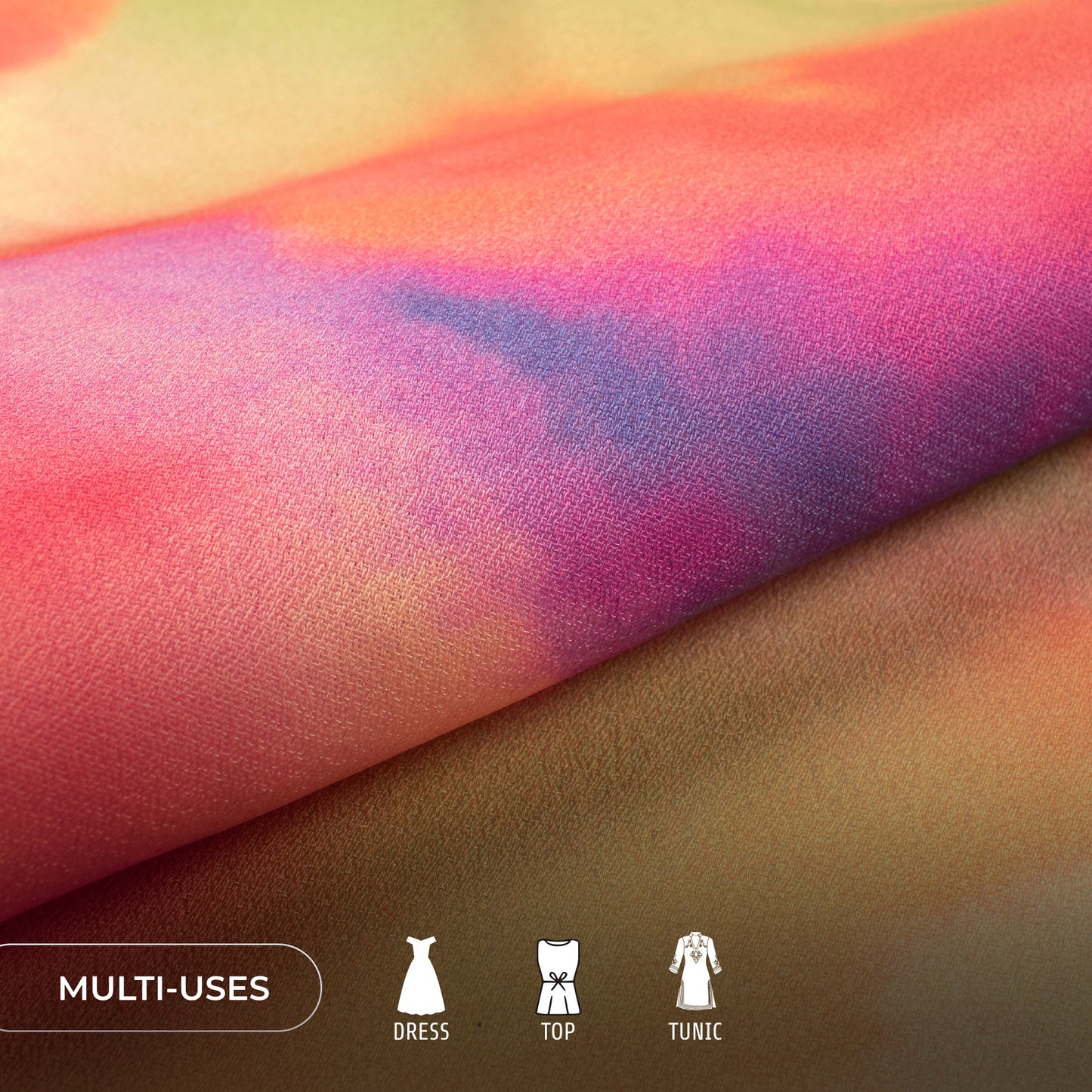 Multi-Color Tie And Dye Digital Print Moss Georgette Fabric(Width 56 Inches)