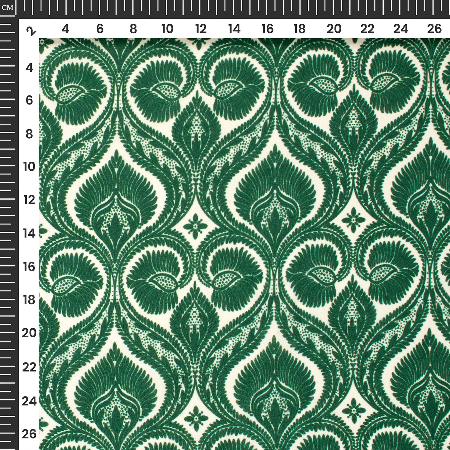 Dark Green Paisley Digital Print Moss Georgette Fabric(Width 56 Inches)