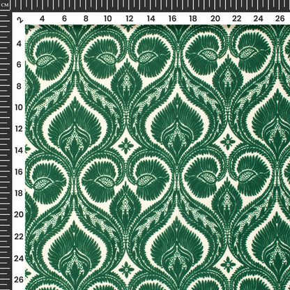 Dark Green Paisley Digital Print Moss Georgette Fabric(Width 56 Inches)