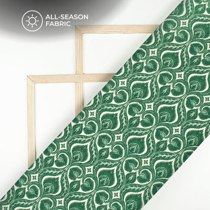 Dark Green Paisley Digital Print Moss Georgette Fabric(Width 56 Inches)