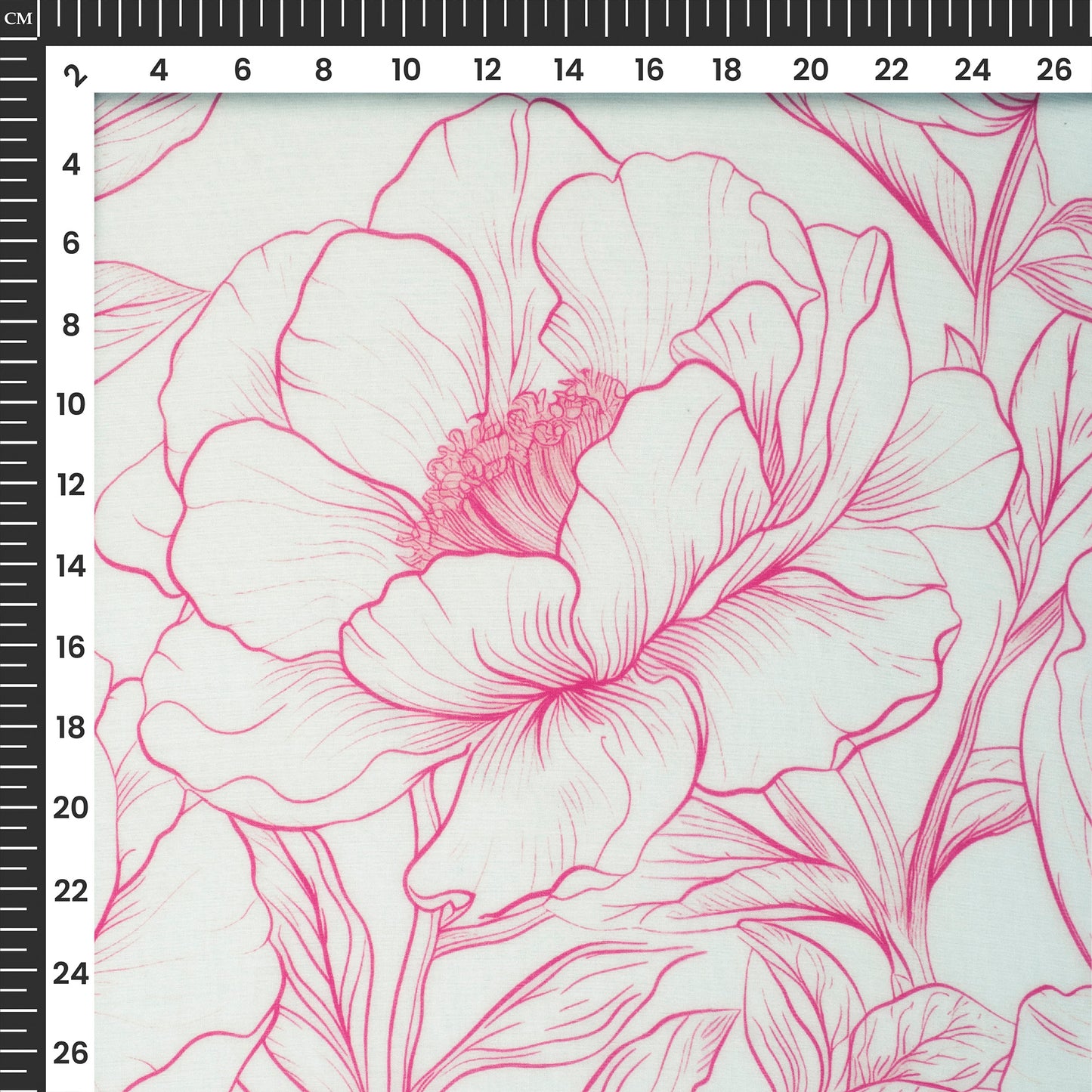 Rose Pink Floral Digital Print Poly Chiffon Fabric