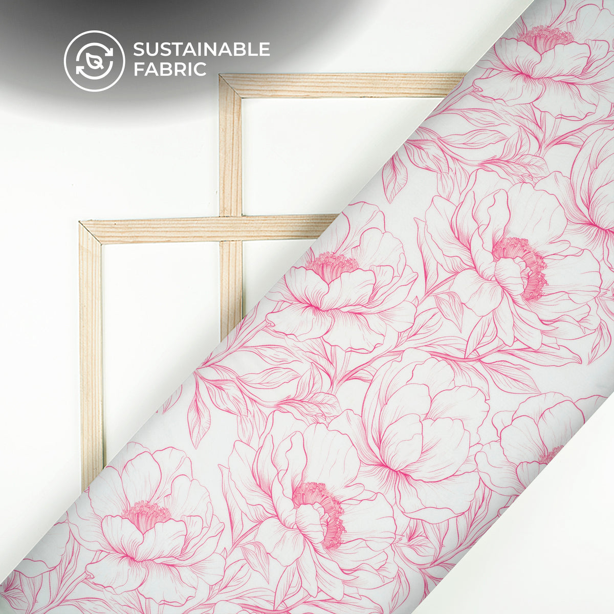 Rose Pink Floral Digital Print Poly Chiffon Fabric